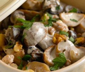 Fricassée d&rsquo;escargots aux champignons